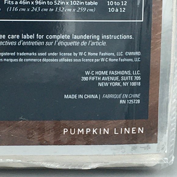 WATERFORD Pumpkin Linen Vine Damask Tablecloth 70x104 Formal Fall Thanksgiving - Picture 11 of 11